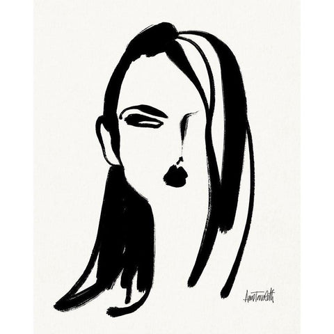 Brush Portrait VI Black Modern Wood Framed Art Print with Double Matting by Tavoletti, Anne