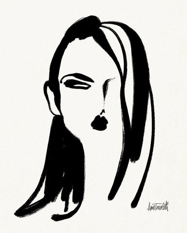 Brush Portrait VI Black Ornate Wood Framed Art Print with Double Matting by Tavoletti, Anne