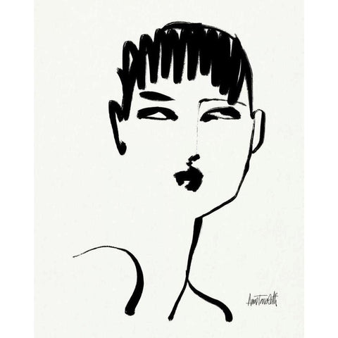Brush Portrait VII Black Modern Wood Framed Art Print with Double Matting by Tavoletti, Anne