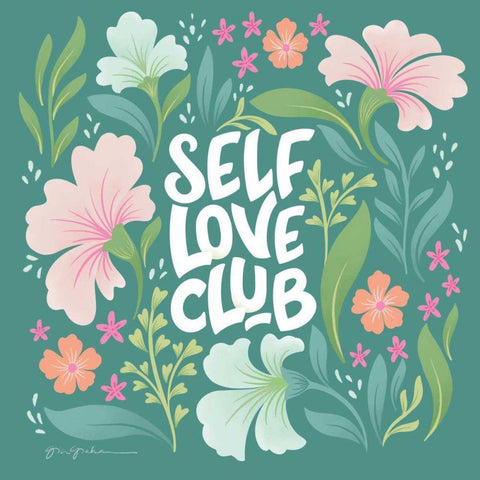 Self Love Club I Black Ornate Wood Framed Art Print with Double Matting by Graham, Gia
