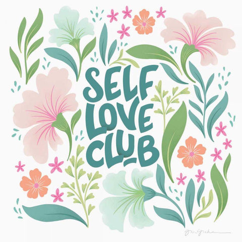 Self Love Club II Black Modern Wood Framed Art Print with Double Matting by Graham, Gia