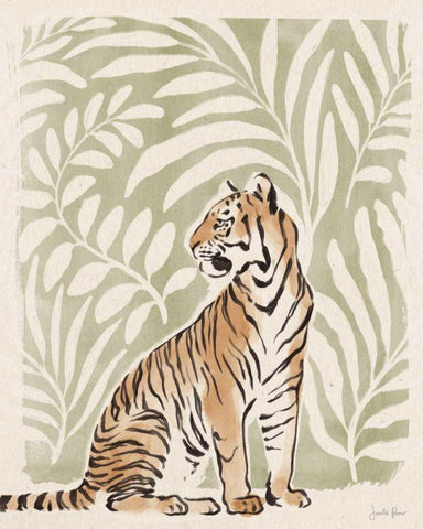 Jungle Cats II White Modern Wood Framed Art Print with Double Matting by Penner, Janelle