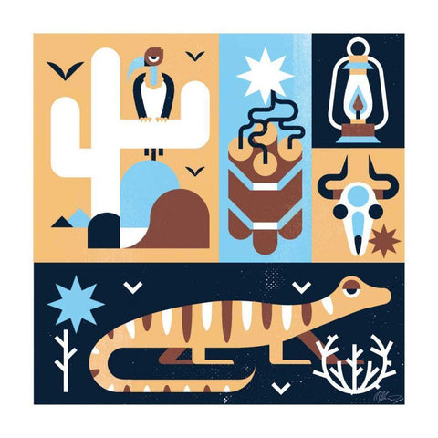 Western III White Modern Wood Framed Art Print with Double Matting by Paterson, Robert John