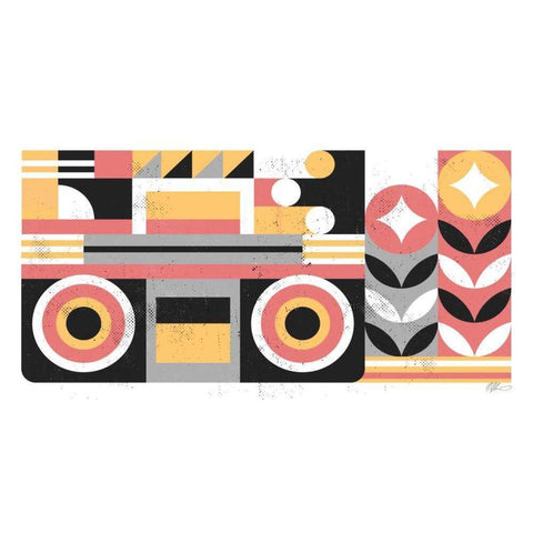 Abstract Boombox Gold Ornate Wood Framed Art Print with Double Matting by Paterson, Robert John