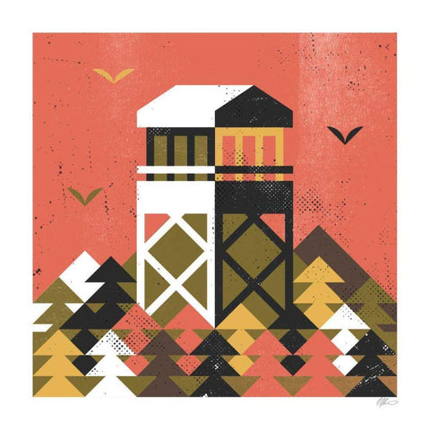 Firewatch Black Modern Wood Framed Art Print with Double Matting by Paterson, Robert John