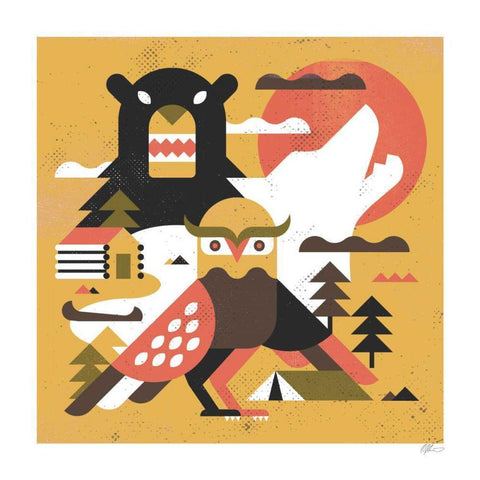 Owl Lake Black Modern Wood Framed Art Print with Double Matting by Paterson, Robert John