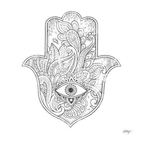 Buddha Hamsa Eye Gold Ornate Wood Framed Art Print with Double Matting by Day, Kellie