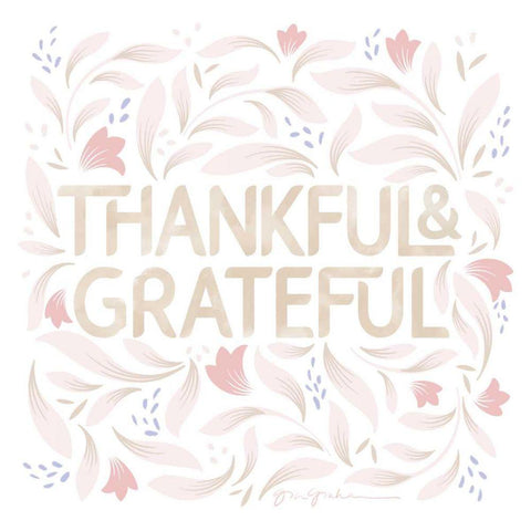 Calm Words I Thankful Blush White Modern Wood Framed Art Print with Double Matting by Graham, Gia