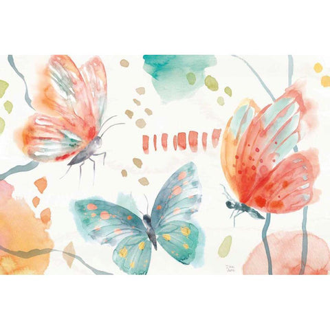 Winged Whisper I White Modern Wood Framed Art Print by June, Dina