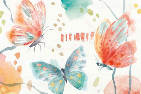 Winged Whisper I White Modern Wood Framed Art Print with Double Matting by June, Dina