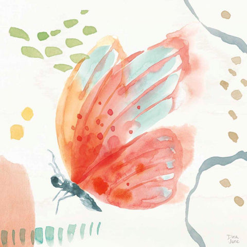 Winged Whisper IV Gold Ornate Wood Framed Art Print with Double Matting by June, Dina