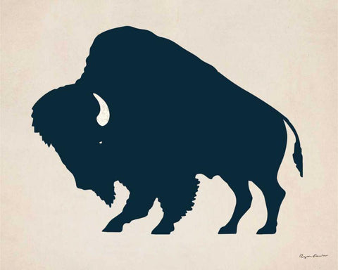 Buffalo Bison I White Modern Wood Framed Art Print with Double Matting by Fowler, Ryan