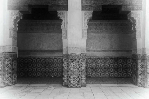 Palace Walk v2 BW Crop White Modern Wood Framed Art Print with Double Matting by Bevan, Keri