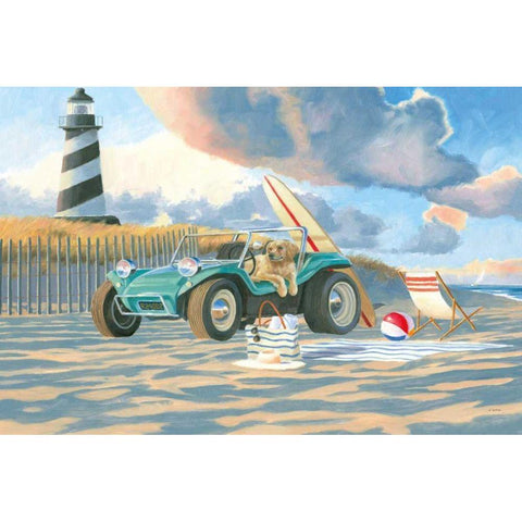 Beach Ride IV White Modern Wood Framed Art Print by Wiens, James