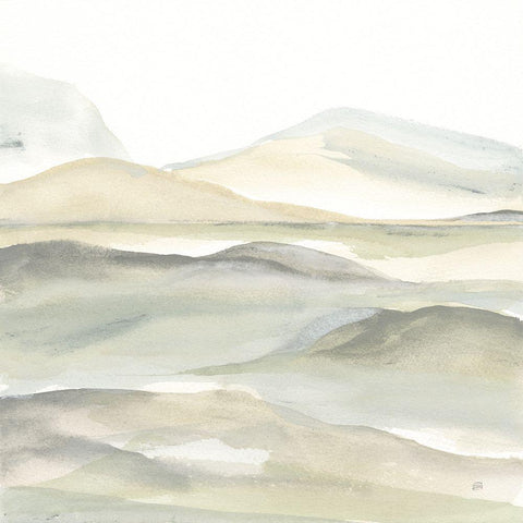 Valleyscape I Green Gold Ornate Wood Framed Art Print with Double Matting by Paschke, Chris