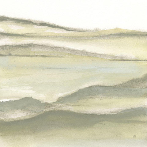 Valleyscape II Green Gold Ornate Wood Framed Art Print with Double Matting by Paschke, Chris