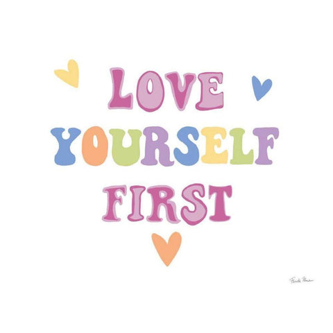 Love Yourself First Pastel Black Modern Wood Framed Art Print with Double Matting by Zaman, Farida