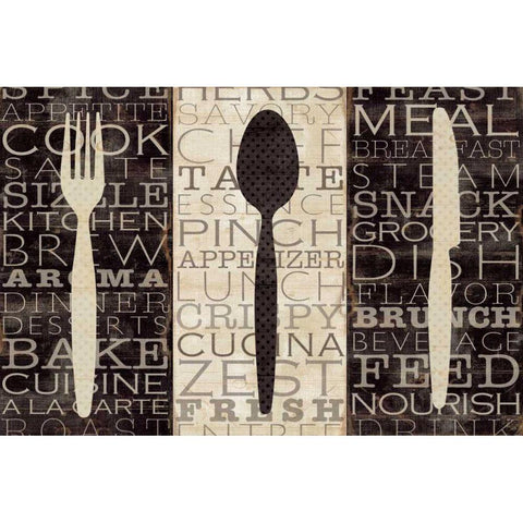 Kitchen Words Trio White Modern Wood Framed Art Print by Pela Studio