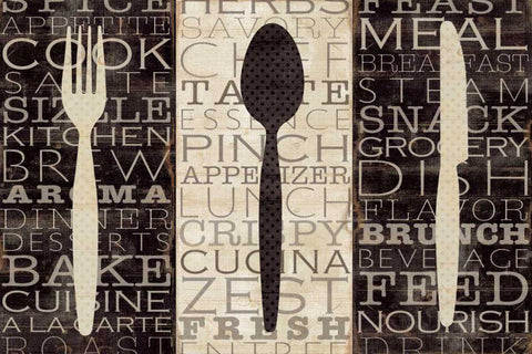 Kitchen Words Trio White Modern Wood Framed Art Print with Double Matting by Pela Studio