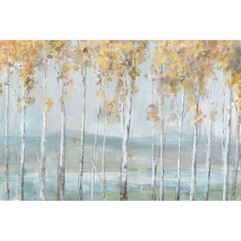 Lakeview Birches Gold Ornate Wood Framed Art Print with Double Matting by Nai, Danhui
