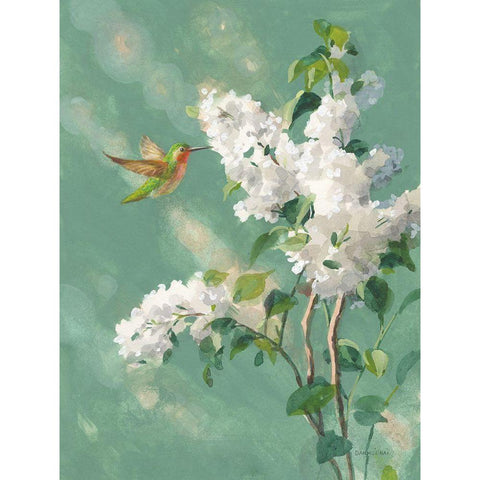 Hummingbird Spring I Black Modern Wood Framed Art Print by Nai, Danhui