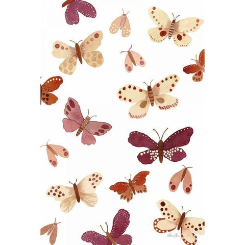 Garden Dance Butterflies White Modern Wood Framed Art Print by Horn, Laura