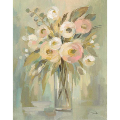 Painterly Strokes Floral Black Modern Wood Framed Art Print with Double Matting by Vassileva, Silvia