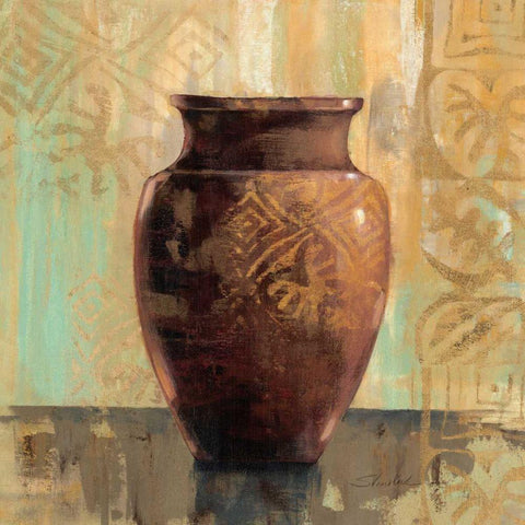 Glazed Pot II with Decoration Gold Ornate Wood Framed Art Print with Double Matting by Vassileva, Silvia