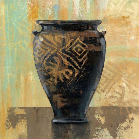 Glazed Pot III with Decoration White Modern Wood Framed Art Print by Vassileva, Silvia