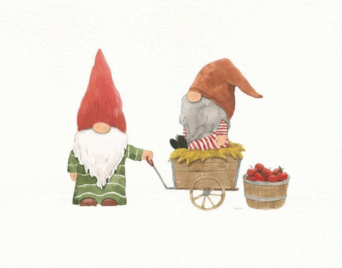 Harvest Gnomes III White Modern Wood Framed Art Print with Double Matting by Jackson, Jenaya