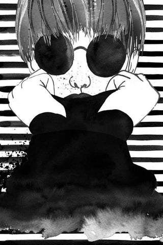 Looking for Paradise Plain Sunglasses Black Ornate Wood Framed Art Print with Double Matting by Charro, Mercedes Lopez