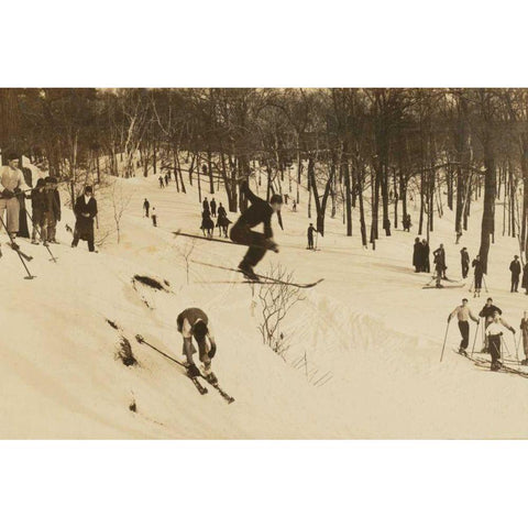 Skiing I Gold Ornate Wood Framed Art Print with Double Matting by Wild Apple Portfolio