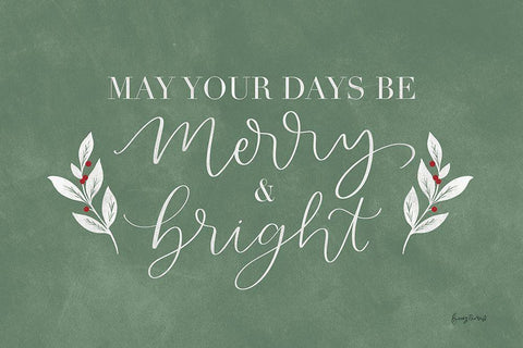 Green Christmas I Black Ornate Wood Framed Art Print with Double Matting by Thorns, Becky