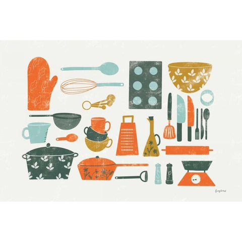 Retro Kitchen I Black Modern Wood Framed Art Print by Thorns, Becky