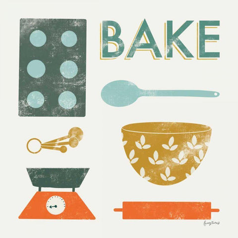 Retro Kitchen II White Modern Wood Framed Art Print by Thorns, Becky