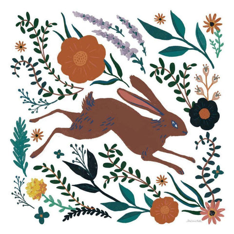 Folk Garden I White Modern Wood Framed Art Print by Miller, Sara Zieve