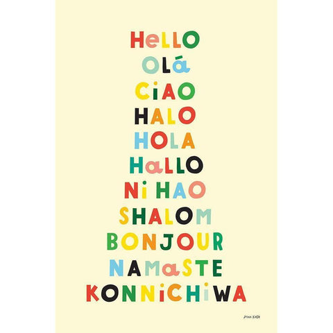 Language of Hellos Yellow Black Modern Wood Framed Art Print with Double Matting by Kelle, Ann