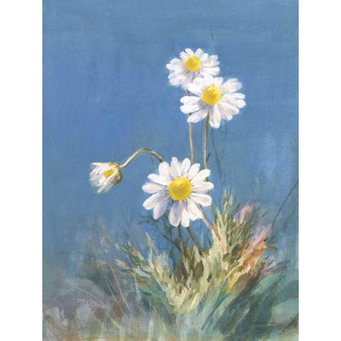 White Daisies No Butterfly Gold Ornate Wood Framed Art Print with Double Matting by Nai, Danhui