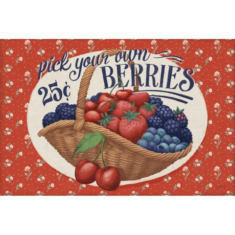Berry Breeze I Black Modern Wood Framed Art Print with Double Matting by Penner, Janelle