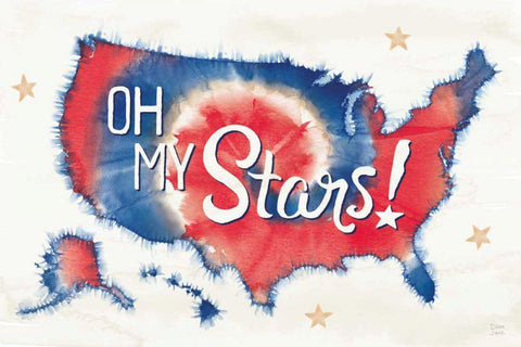 Oh My Stars I White Modern Wood Framed Art Print with Double Matting by June, Dina