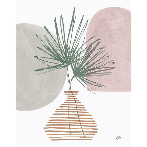 Green Fan Leaves Still Life Neutral White Modern Wood Framed Art Print by Panganiban, Karyn