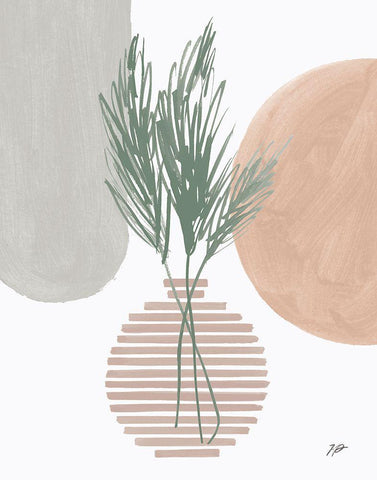 Green Pampas Still Life Neutral White Modern Wood Framed Art Print with Double Matting by Panganiban, Karyn