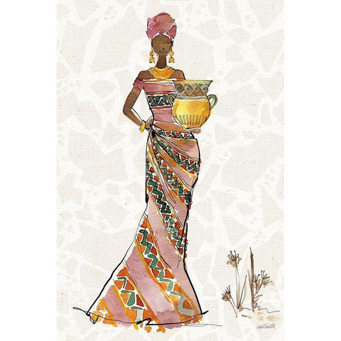 African Flair X B Gold Ornate Wood Framed Art Print with Double Matting by Tavoletti, Anne