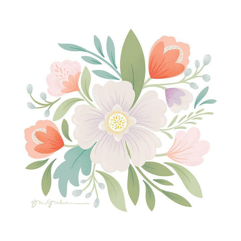 Sweet Bouquet I White Modern Wood Framed Art Print with Double Matting by Graham, Gia