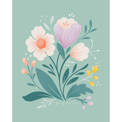 Flower Field I White Modern Wood Framed Art Print by Graham, Gia