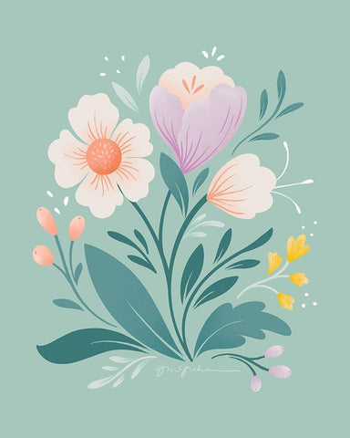 Flower Field I White Modern Wood Framed Art Print with Double Matting by Graham, Gia