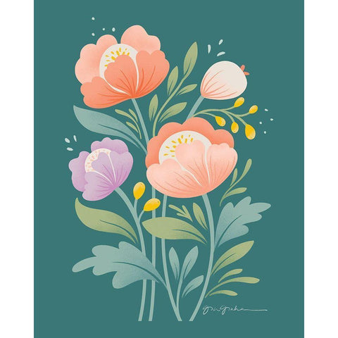 Flower Field II Black Modern Wood Framed Art Print with Double Matting by Graham, Gia