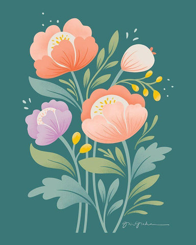 Flower Field II Black Ornate Wood Framed Art Print with Double Matting by Graham, Gia