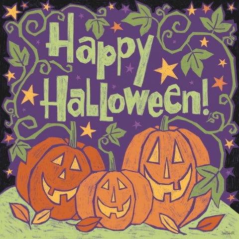 Three Halloween Pumpkins I White Modern Wood Framed Art Print with Double Matting by Tavoletti, Anne