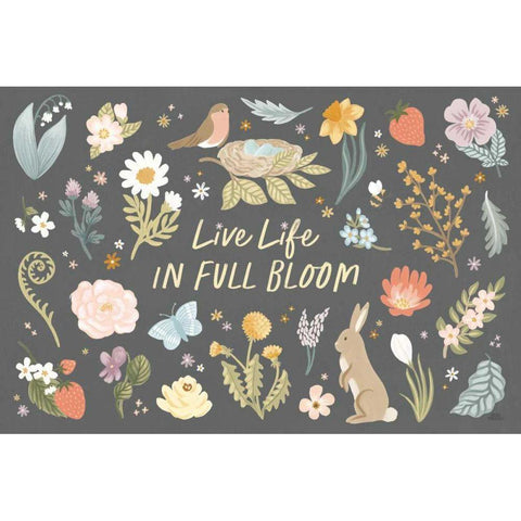 Spring Garden I Dark Black Modern Wood Framed Art Print with Double Matting by Marshall, Laura